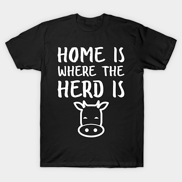 Home Is Where The Herd Is Funny Cattle Farmer T-Shirt by Anassein.os